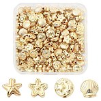 160Pcs 4 Styles Plating ABS Plastic Beads, Mixed Shape, Light Gold Plated, 8.5~9x9x3.5~4mm, Hole: 1.5~1.8mm, 40pcs/style(KY-YW0002-36)