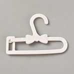 Plastic Doll Clothes Hangers, for Doll Clothing Outfits Hanging Supplies, Bowknot, White, 55x75x6.5mm(DOLL-WH0004-04)