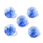 Electroplate Glass Links Connectors, Faceted, for Chandelier Prism Beads Chain, DIY Craft Jewelry Decoration, Octagon, Dodger Blue, 14x14x7.5mm, Hole: 1.6mm(EGLA-I014-01D)