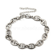 304 Stainless Steel Oval Link Chains Bracelets for Men & Women, Stainless Steel Color, 7-3/8 inch(18.7cm)(BJEW-D042-22C-P)