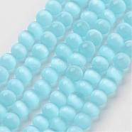 Cat Eye Beads, Round, Sky Blue, 6mm, Hole: 1mm, about 66pcs/strand, 15.5 inch(CER58)