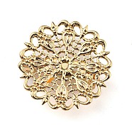 Brass Brooch Findings, Cadmium Free & Lead Free, Real 14K Gold Plated, 25.5x25x7mm, Pin: 0.6mm(FIND-R144-09G)