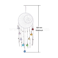 Woven Web/Net with Glass Round Pendant Decorations, for Home Hanging Decorations, Colorful, 500x160mm(PW-WG61351-04)