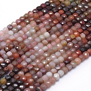 Natural Multi-Color Agate Beads Strands, Faceted, Dyed, Square, 4x4x4mm, Hole: 0.7mm, about 80pcs/strand, 15.55 inch(39.5cm)(G-D0013-24)
