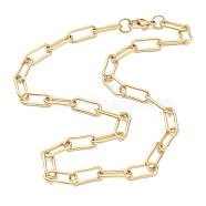 304 Stainless Steel Paperclip Chain Necklaces, with Lobster Claw Clasps, Golden, 17.63 inch(44.8cm)(NJEW-I245-09G)