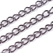 Iron Side Twisted Chain, Unwelded, with Spool, Lead Free & Nickel Free, Gunmetal, 5x4x0.7mm, about 328.08 Feet(100m)/roll(CH-DK0.7-B-FF)