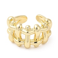 Brass Hollow Open Cuff Rings, Real 16K Gold Plated, Inner Diameter: 17.2mm(RJEW-K089-03G)