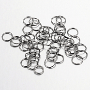 Iron Open Jump Rings, Nickel Free, Gunmetal, 7x0.7mm, 21 Gauge, Inner Diameter: 5.6mm, about 16000pcs/1000g(IFIN-A018-7mm-B-NF)