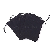 Velvet Cloth Drawstring Bags, Jewelry Bags, Christmas Party Wedding Candy Gift Bags, Black, 9x7cm(X-TP-C001-70X90mm-4)