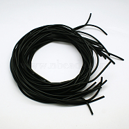 Synthetic Rubber Beading Cord, Round Hollow, Black, 2.0mm, Hole: 0.5mm, about 1.09 yards(1m)/strand(RCOR-A013-03-2.0mm)
