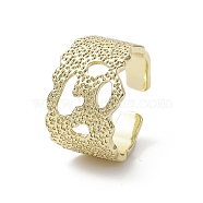 Rack Plating Brass Open Cuff Ring, Hollow Wide Band Rings, Real 18K Gold Plated, US Size 8 3/4(18.7mm)(RJEW-K257-50G)