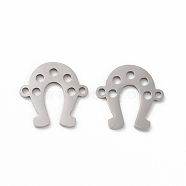 201 Stainless Steel Connector Charms, Hollow Horse Shoes Links, Stainless Steel Color, 14.5x14.5x1mm, Hole: 1.4mm(STAS-K251-084P)
