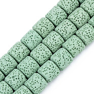 Synthetic Lava Rock Beads Strands, Dyed, Column, Aquamarine, 10x10mm, Hole: 2mm, about 39pcs/strand, 15.35 inch(39cm)(G-S359-171B)