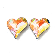 Glass Rhinestone Cabochons, Point Back & Back Plated, Faceted, Heart, Aquamarine AB, 16x16x6mm(RGLA-M017-J02-202ST)