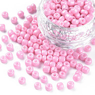 6/0 Glass Seed Beads, Dyed & Heated, Opaque Colours, Round Hole, Round, Pearl Pink, 4~5x3~4mm, Hole: 1.2mm, about 450g/pound(SEED-N005-002A-H01)