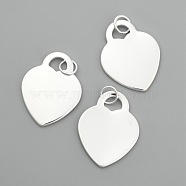 Brass Heart Pendants, Silver Color Plated, 32x25mm(KK-BB11566)