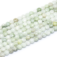 Natural Myanmar Jade/Burmese Jade Beads Strands, Faceted, Flat Round, 4~4.5x2.5~3mm, Hole: 0.7mm, about 104~109 pcs/Strand, 15.35 inch(39cm)(G-D0003-A46)
