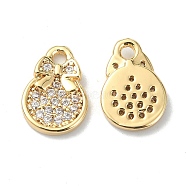 Rack Plating Brass Clear Cubic Zirconia Charms, Handbag with Bowknot Charm, Real 18K Gold Plated, 11x7.5x2mm, Hole: 1.5mm(KK-B072-12G)