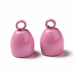 Spray Painted 201 Stainless Steel Cord Ends, Egg, Hot Pink, 11.5x8mm, Hole: 2mm, Inner Diameter: 6mm(STAS-G304-01A)