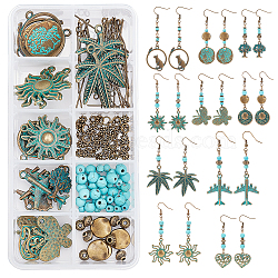 SUNNYCLUE 192Pcs DIY Retro Style Earring Making Kits, Including Alloy Beads & Pendants, Synthetic Turquoise, Brass Earring Hooks, Iron Pins & Jump Rings, Antique Bronze & Green Patina(DIY-SC0014-90)