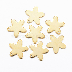 201 Stainless Steel Charms, Flower, Golden, 13x14x1mm, Hole: 1mm(X-STAS-H557-44G)