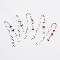 Tibetan Style Bookmarks, with Natural Gemstone Beads, Tibetan Style Alloy Bead Frame and Iron Findings, 123x4~11mm(AJEW-JK00136)