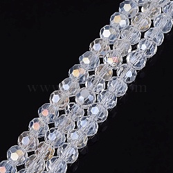 Electroplate Glass Beads Strands, AB Color Plated, Faceted(32 Facets), Round, Clear AB, 4mm, Hole: 0.5mm, about 87~93pcs/strand, 32~33cm(EGLA-R016-4m-25)