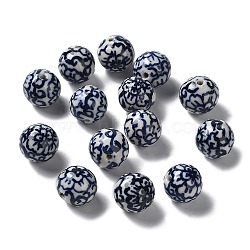Handmade Porcelain Beads, Blue and White Porcelain, Round, Midnight Blue, 16mm, Hole: 2.3mm(PORC-Z001-05)