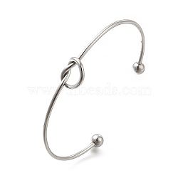 304 Stainless Steel Knot Cuff Bangles for Women, Torque Bangles, Stainless Steel Color, 0.2~1.15cm, Inner Diameter: 2-1/2x1-3/4 inch(6.35x4.45cm)(BJEW-M233-04P)