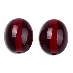Resin Imitation Amber Beads, Half Drilled, Oval, Dark Red, 20x16mm, Half Hole: 1.2mm(RESI-N034-13-D01)