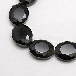 Crystal Glass Oval Beads Strands, Faceted, Black, 20x16x8mm, Hole: 1mm, about 35pcs/strand, 27.5 inch(EGLA-F059-03)