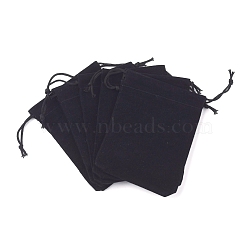 Velvet Cloth Drawstring Bags, Jewelry Bags, Christmas Party Wedding Candy Gift Bags, Black, 9x7cm(X-TP-C001-70X90mm-4)