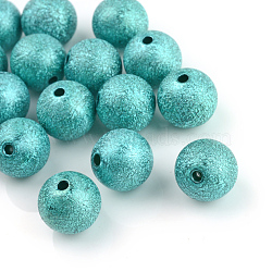 Spray Painted Acrylic Beads, Matte Style, Round, Turquoise, 6mm, Hole: 1.5mm(X-ACRP-Q018-6mm-006)