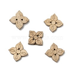2-Hole Natural Coconut Buttons, Flower, Tan, 14x14x3mm, Hole: 1.5mm(COCB-G002-02)