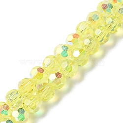 Electroplate Glass Beads Strands, AB Color Plated, Faceted, Rondelle, Light Yellow, 8x7.3mm, Hole: 1.4mm, about 70pcs/strand, 20.28''(51.5cm)(GLAA-Q099-E01-04)