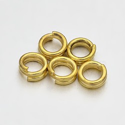 Brass Split Rings, Double Loops Jump Rings, Golden, 4x0.8mm, about 3.2mm inner diameter, about 6755pcs/500g(KK-E647-09G-4mm)