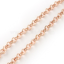 Iron Rolo Chains, Belcher Chain, Unwelded, with Spool, Rose Gold, 8x2.5mm, about 82.02 Feet(25m)/roll(CH-J001-BL8.0-RG)