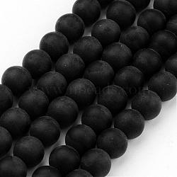 Frosted Glass Bead Strands, Round, Black, 6mm, Hole: 1mm, about 68pcs/strand, 15.7 inch(GLAA-G016-6mm-02)