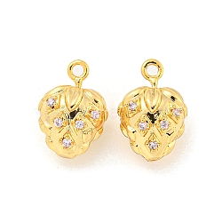 Brass Micro Pave Cubic Zirconia Pendants, Real 18K Gold Plated, Strawberry, 12x8x6mm, Hole: 1mm(KK-K369-02G-03)