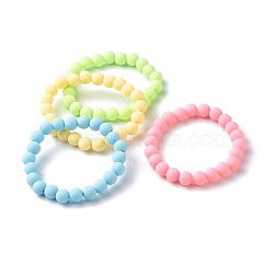 Round Opaque Spray Painted Acrylic Beads Stretch Bracelet for Kid, Rubberized Style, Mixed Color, Inner Diameter: 1-3/4 inch(4.5cm)(BJEW-JB06582)