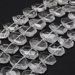 Natural Quartz Crystal Beads Strands, Rock Crystal, Faceted, Oval, 15~16.5x20.5~24x6~7mm, Hole: 1mm, about 21pcs/strand, 14.9 inch(38cm)(G-F474-04)