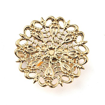 Brass Brooch Findings, Cadmium Free & Lead Free, Real 14K Gold Plated, 25.5x25x7mm, Pin: 0.6mm