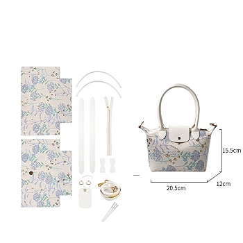 PU Leater Handmade DIY Bag Making Material Sets, Handbag, Lavender, 20.5x15.5x12cm