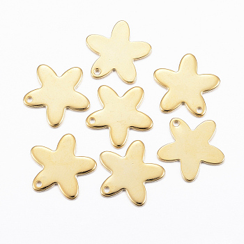 201 Stainless Steel Charms, Flower, Golden, 13x14x1mm, Hole: 1mm