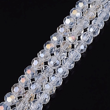 Electroplate Glass Beads Strands, AB Color Plated, Faceted(32 Facets), Round, Clear AB, 4mm, Hole: 0.5mm, about 87~93pcs/strand, 32~33cm