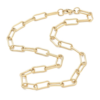 304 Stainless Steel Paperclip Chain Necklaces, with Lobster Claw Clasps, Golden, 17.63 inch(44.8cm)