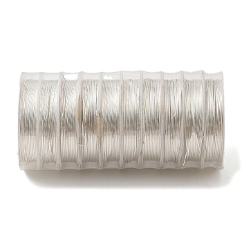 10 Rolls Round Copper Wire, Long-Lasting Plated, Silver, 22 Gauge, 0.6mm, 4m/roll