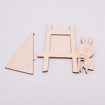 Unfinished Natural Wood Photo Frames, Rabbit, BurlyWood, 130x5.5x128mm