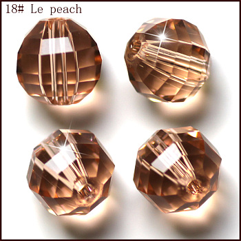 Imitation Austrian Crystal Beads, Grade AAA, Faceted, Round, PeachPuff, 6mm, Hole: 0.7~0.9mm