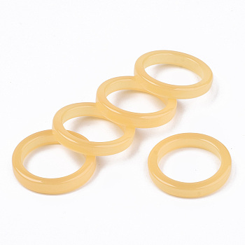 Resin Finger Rings, Imitation Jelly, Wheat, US Size 6 3/4(17.1mm)